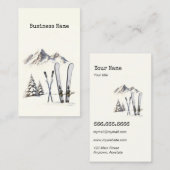 水素朴色スキー雪の木の山冬 名刺 (正面/裏面)