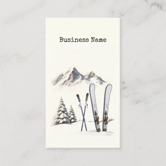 水素朴色スキー雪の木の山冬 名刺 (正面)