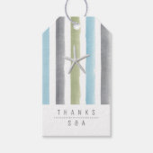 水素朴色ストライプ航海のビーチ結婚式 ギフトタグ (正面)