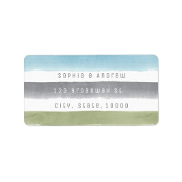 水素朴色ストライプ航海のビーチ結婚式 ラベル