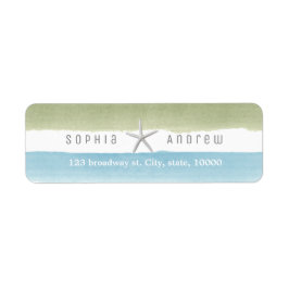 水素朴色ストライプ航海のビーチ結婚式 ラベル