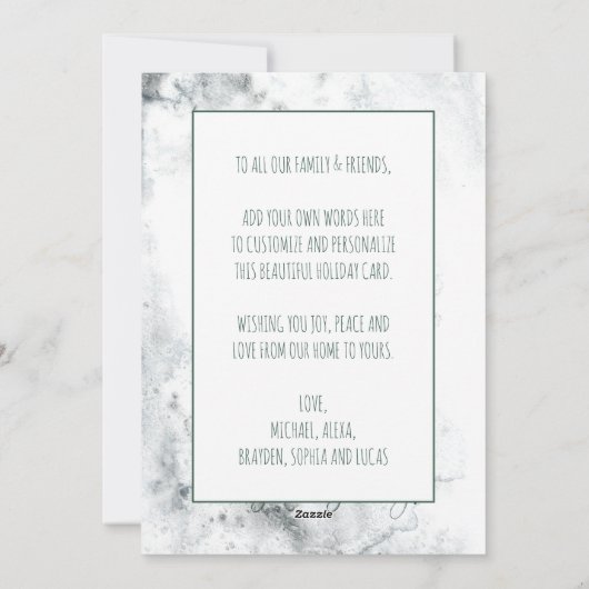 水素朴色スノーマウンテンカントリークリスマス シーズンカード (裏面)