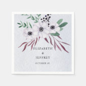 水素朴色ダスティブルーホワイトフローラ結婚ズ スタンダードカクテルナプキン (正面)