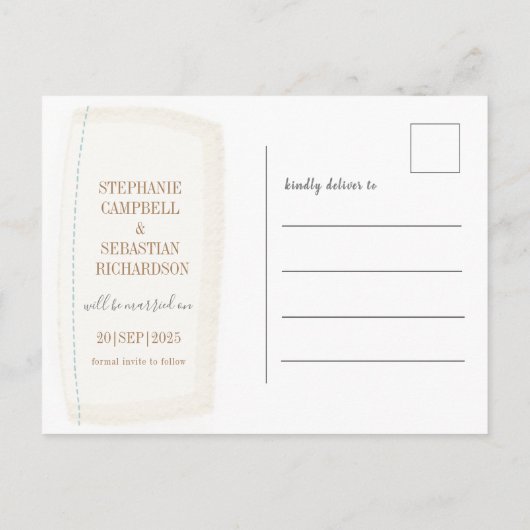 水素朴色ダスティブルー日付を保存 案内ポストカード (裏面)