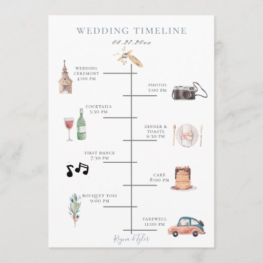 水素朴色ダスティブルー結婚のタイムライン プログラム (正面)