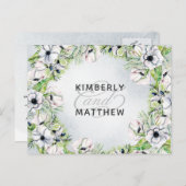 水素朴色ダスティブルー自然フローラ結婚 インビテーションポストカード (正面/裏面)