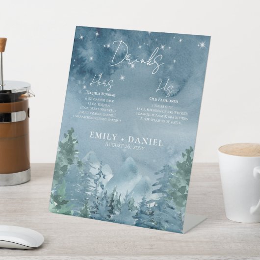 水素朴色ダークダスクブルー結婚山脈 台座サイン (インサイチュ)