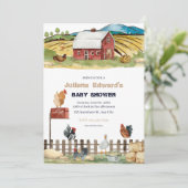 水素朴色チキンファーム赤ちゃんシャワー 招待状 (スタンド正面)