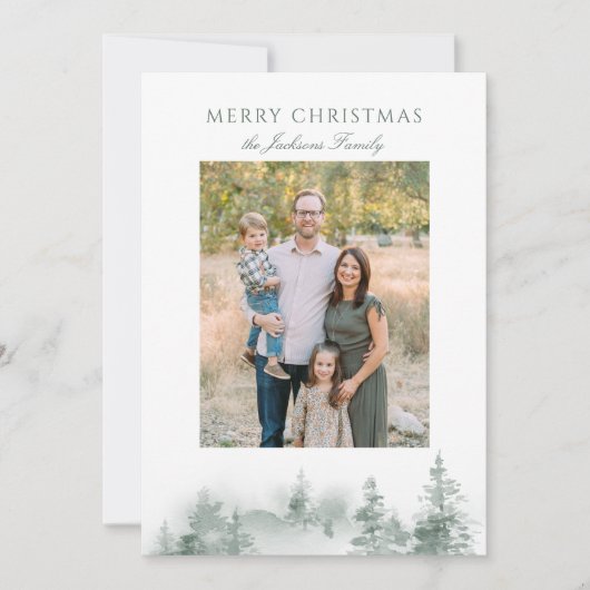 水素朴色ツリーグエレガントリーグリーンホリデーカード シーズンカード (正面)