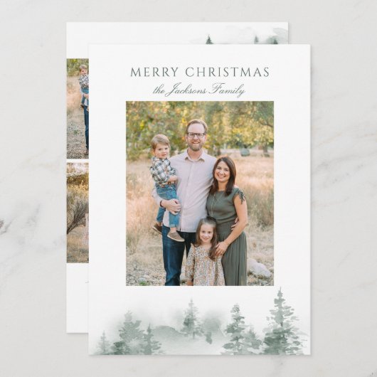 水素朴色ツリーグエレガントリーグリーンホリデーカード シーズンカード (正面/裏面)