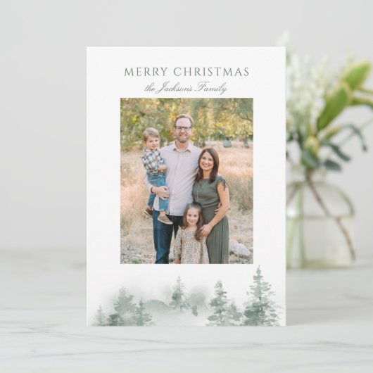 水素朴色ツリーグエレガントリーグリーンホリデーカード シーズンカード (スタンド正面)