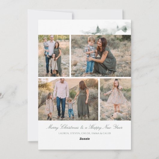 水素朴色ツリーグエレガントリーグリーンホリデーカード シーズンカード (裏面)