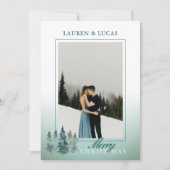 水素朴色ツリー休日クリスマスフォト シーズンカード (正面)