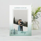 水素朴色ツリー休日クリスマスフォト シーズンカード (スタンド正面)