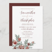 水素朴色テラコッタ結婚フローラ 招待状 (正面/裏面)