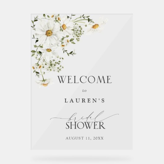 水素朴色デイジーブライダルシャワーへようこそ アクリルサイン (正面)