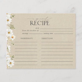 水素朴色デイジーブライダルシャワーレシピカード