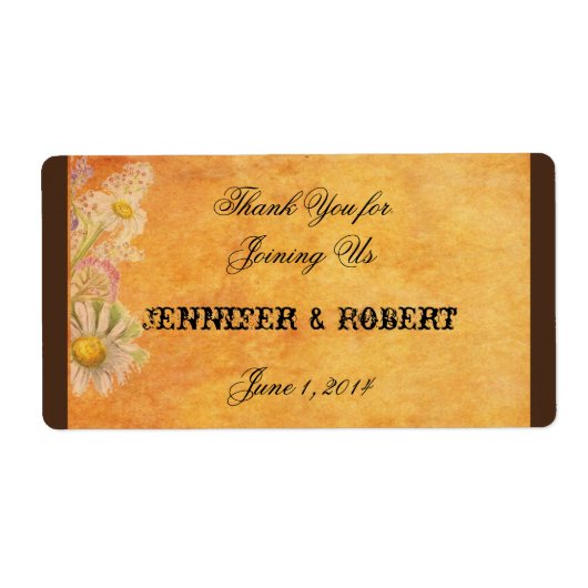 水素朴色デイジー水瓶ラベル ラベル (正面)