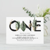 水素朴色トロピカル葉誕生日 招待状 (スタンド正面)