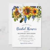 水素朴色ネイビーサンフラワーブライダルシャワー 招待状 (正面)