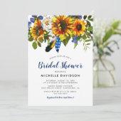 水素朴色ネイビーサンフラワーブライダルシャワー 招待状 (スタンド正面)