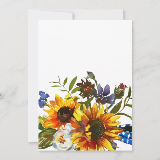 水素朴色ネイビーサンフラワーブライダルシャワー 招待状 (裏面)