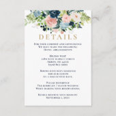 水素朴色ネイビー赤面金ゴールド結婚フローラ エンクロージャーカード (正面)