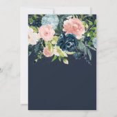 水素朴色ネイビー赤面金ゴールド結婚フローラ 招待状 (裏面)