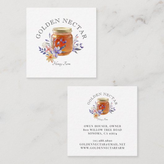 水素朴色ハニージャールロゴビーキーパー スクエア名刺 (正面/裏面)