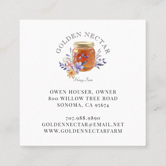 水素朴色ハニージャールロゴビーキーパー スクエア名刺 (裏面)