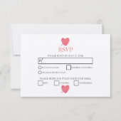 水素朴色ハート結婚式RSVPカード 出欠カード (正面)
