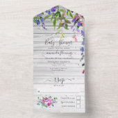 水素朴色バイオレットフローラベビーシャワーすべて オールインワン招待状 (内側)