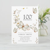 水素朴色バタフライ100th誕生日パーティー 招待状 (スタンド正面)