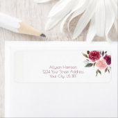 水素朴色バーガンディピンクマルサラ花模様 | ラベル (インサイチュ)