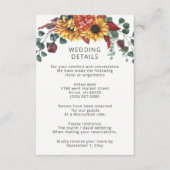 水素朴色バーガンディーサンフラワーズ秋の結婚式 エンクロージャーカード (正面)