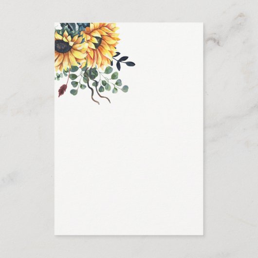 水素朴色バーガンディーサンフラワーズ秋の結婚式 エンクロージャーカード (裏面)