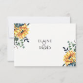 水素朴色バーガンディーサンフラワーズ秋の結婚式 出欠カード (裏面)