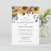 水素朴色バーガンディーサンフラワーズ秋の結婚式 招待状 (スタンド正面)