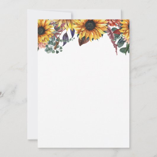 水素朴色バーガンディーサンフラワーズ秋の結婚式 招待状 (裏面)