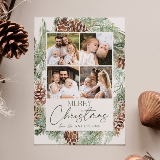 水素朴色パインコーンリースフォトコラージュ シーズンカード