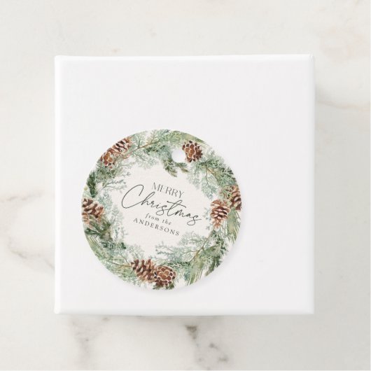 水素朴色パインコーンリースメリークリスマス フェイバータグ (インサイチュ)