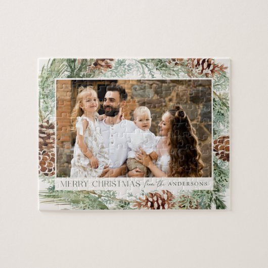 水素朴色パインコーンリース写真 ジグソーパズル (横)