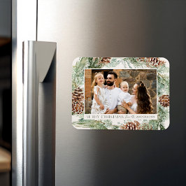 水素朴色パインコーンリース写真 マグネット