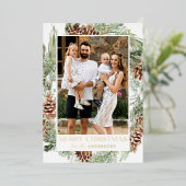 水素朴色パインコーンリース2写真 箔シーズンカード (立ち正面)