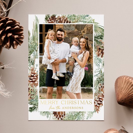 水素朴色パインコーンリース2写真 箔シーズンカード