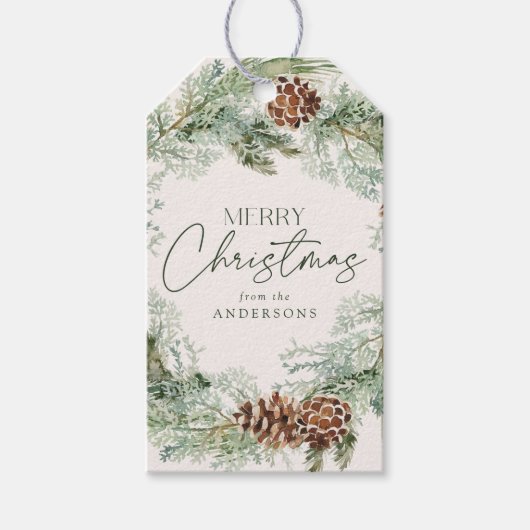 水素朴色パインコーンリース ギフトタグ (正面)