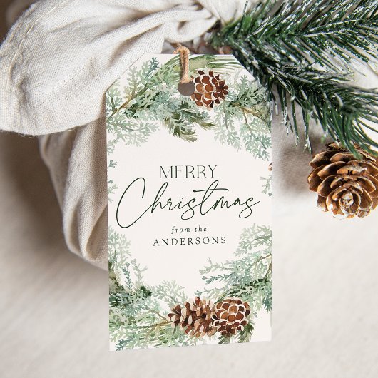 水素朴色パインコーンリース ギフトタグ