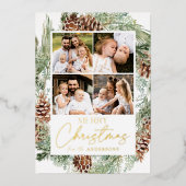 水素朴色パインコーン写真コラージュ 箔シーズンカード (正面)