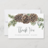 水素朴色パインコーン冬の結婚式 サンキューカード (正面)
