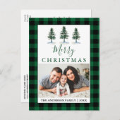 水素朴色パインズグリーンプレイド写真 ポストカード (正面/裏面)